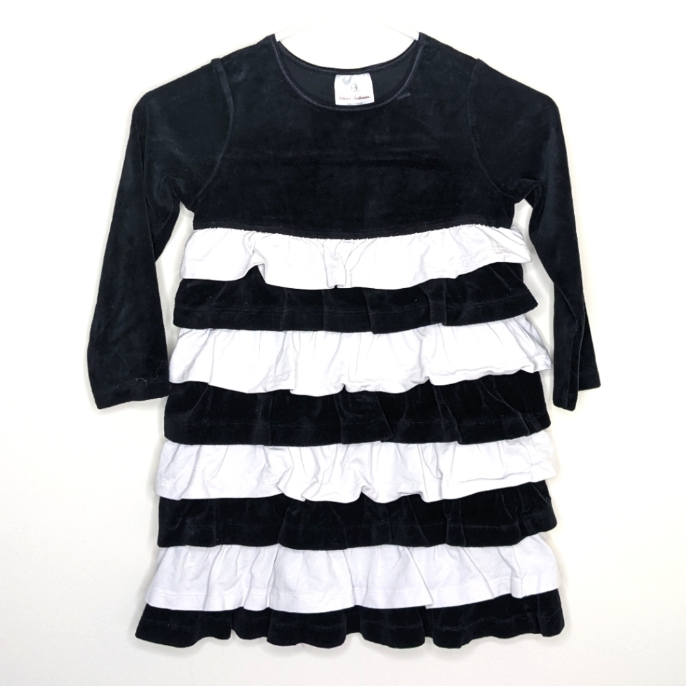 Hanna Andersson Black White Ruffle Dress Tunic Long Sleeve 110 5